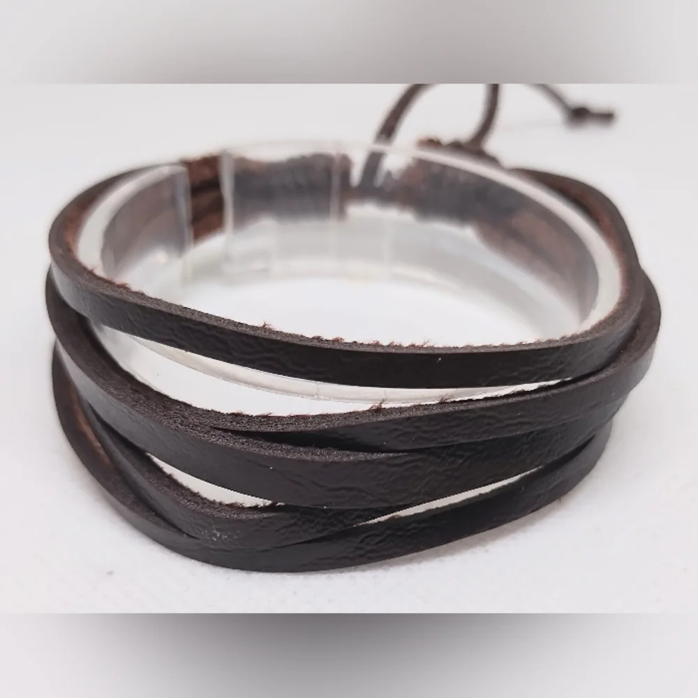 Men's Bracelet Leather Layered Brown NEW‎ f38